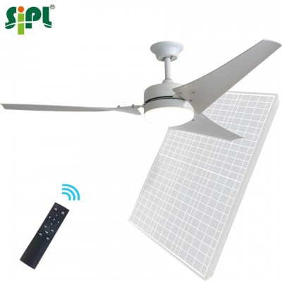 China Factory Sunny Direct Sell 60'' BLDC Solar Battery Powered 24V Air Conditioning Attic Fan Ceiling Cooler Fan with LED Light