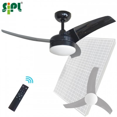 Sunny Vent Tools Remote Control 40W 42'' Solar Battery Dual Powered DC Ceiling Fan with Light Roof Mounted Indoor Air Ventilator