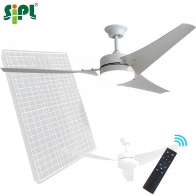 Sunny Remote Control Super Quiet Strong 90W 60'' Rechargeable Solar Battery Power DC Motor 3 Blades Ceiling Cooler Fan with LED