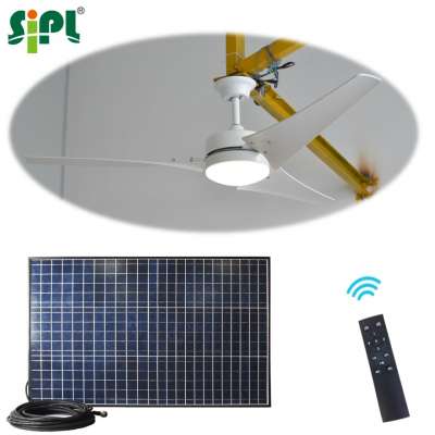 Sunny Solar Battery Powered 24V Modern Style 60 Inch BLDC Energy Saving Indoor Outdoor Smart Ceiling Cooler Fan with LED Light